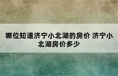 哪位知道济宁小北湖的房价 济宁小北湖房价多少